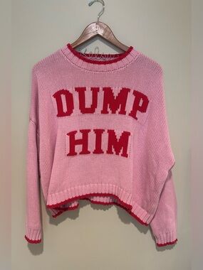 Sincerely Jules ‘Dump Him’ Pink & Red Sweater Cotton Blend Size Large